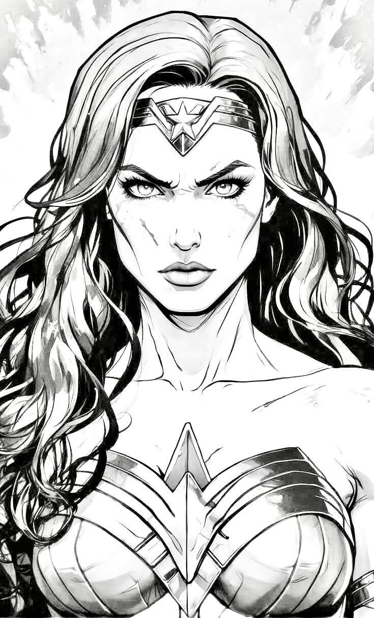 Desenho de Mulher-Maravilha para imprimir