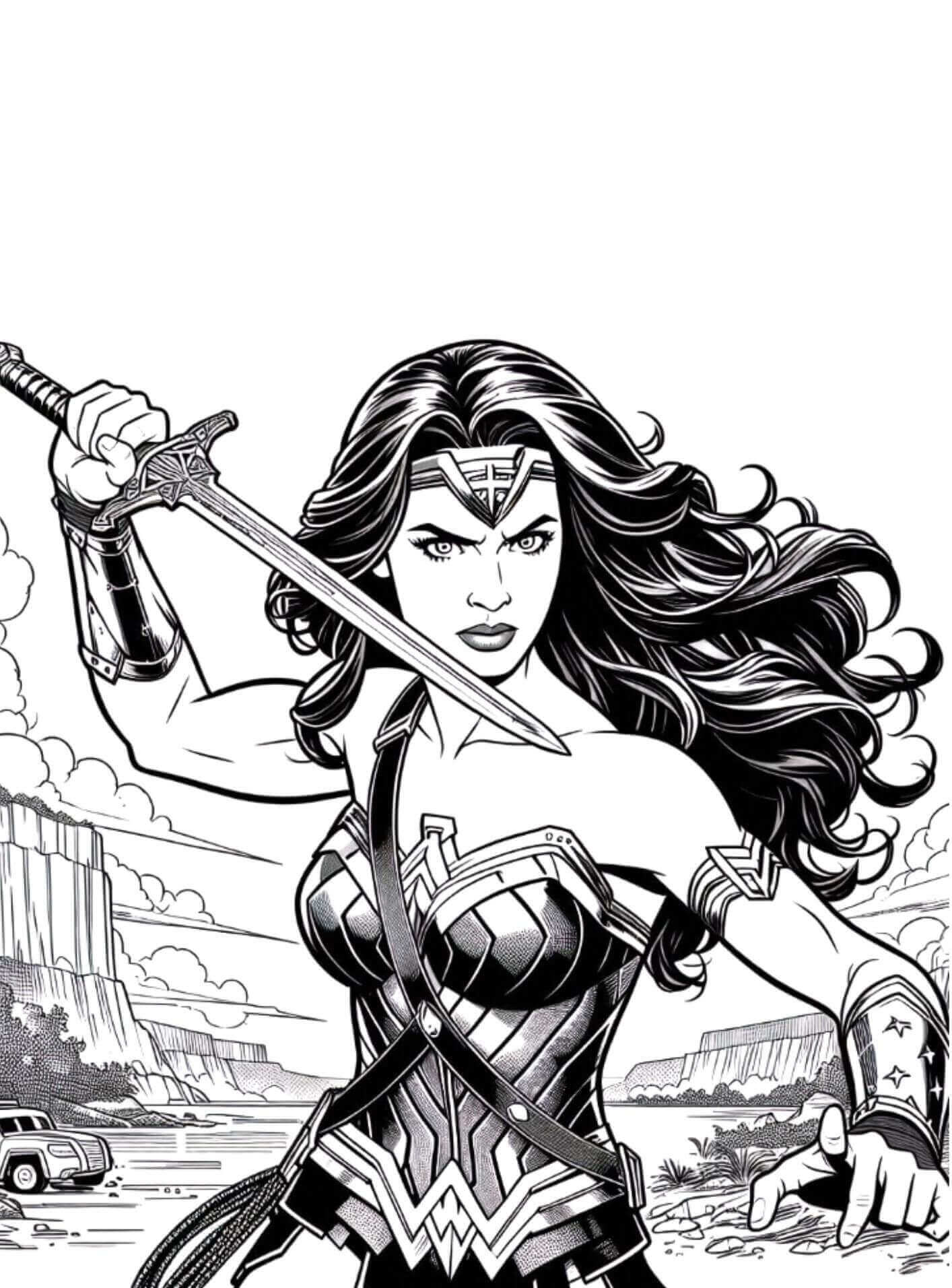 Desenho de Mulher-Maravilha para imprimir