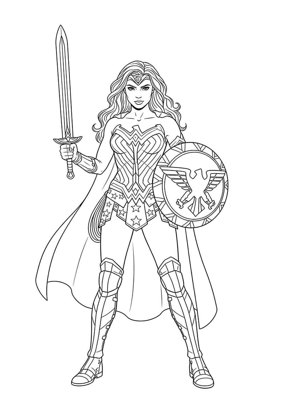 Desenho de Mulher-Maravilha para imprimir