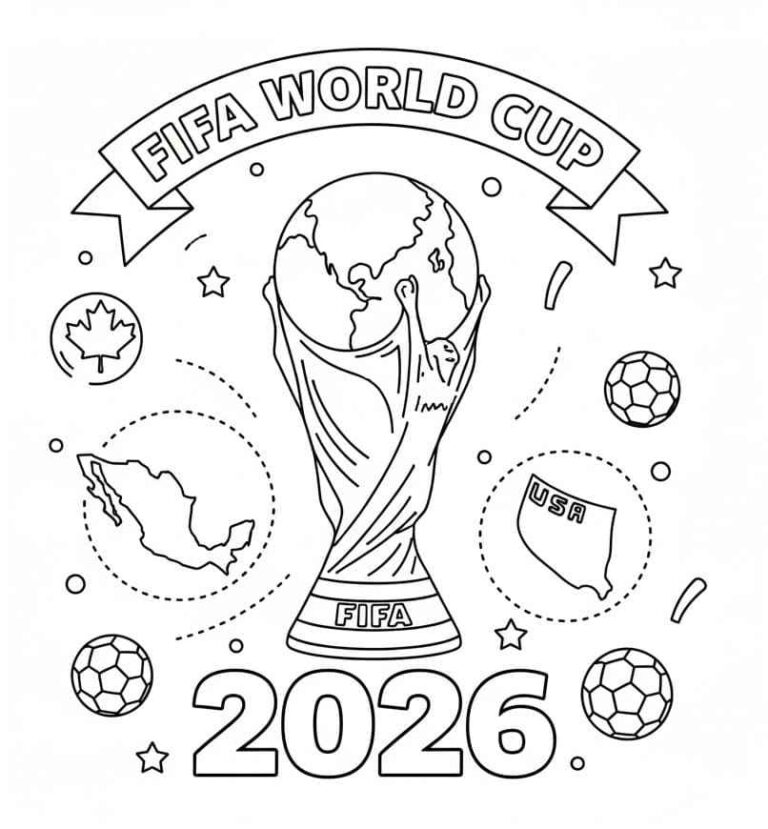 Desenho de Copa do Mundo da FIFA 2026 para imprimir