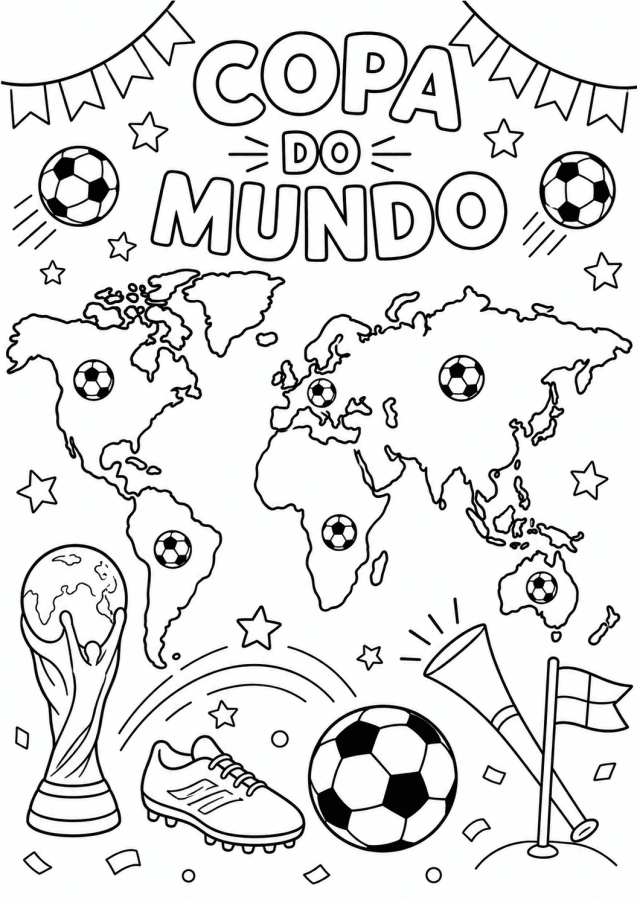 Desenho de Copa do Mundo da FIFA 2026 para imprimir
