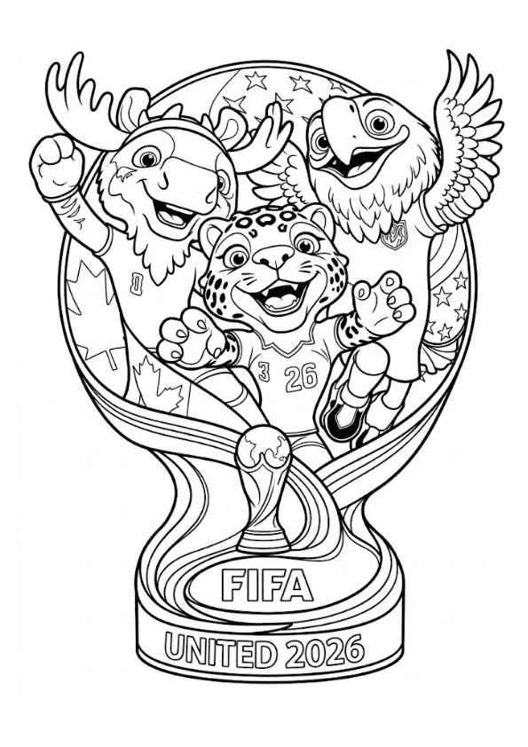Desenho de Copa do Mundo da FIFA 2026 para imprimir