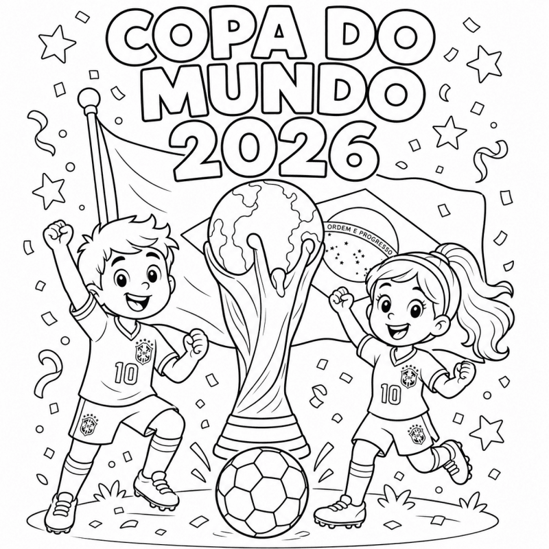 Desenho de Copa do Mundo da FIFA 2026 para imprimir