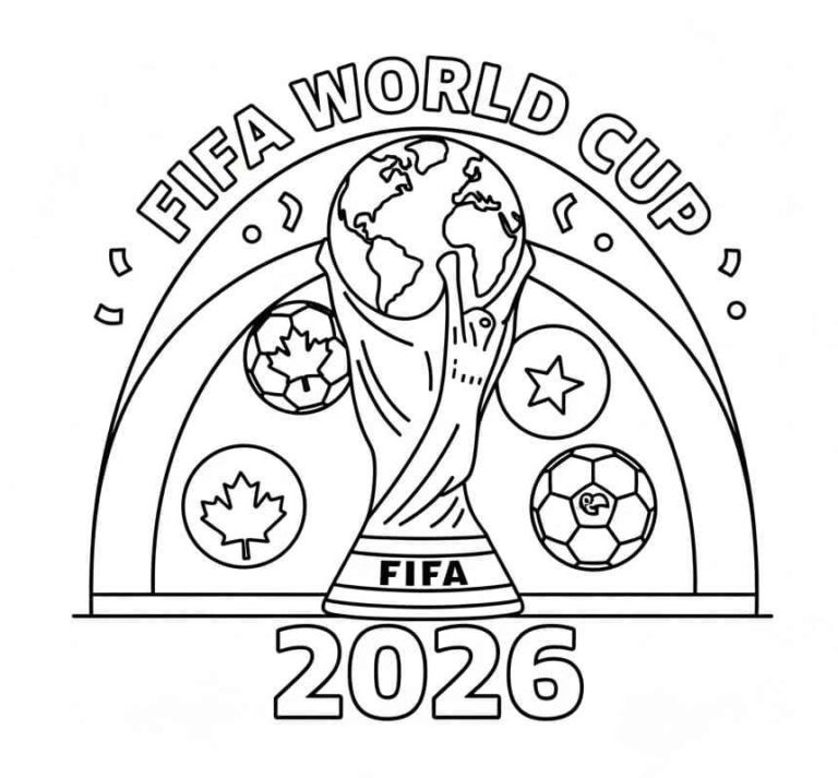 Desenho de Copa do Mundo da FIFA 2026 para imprimir