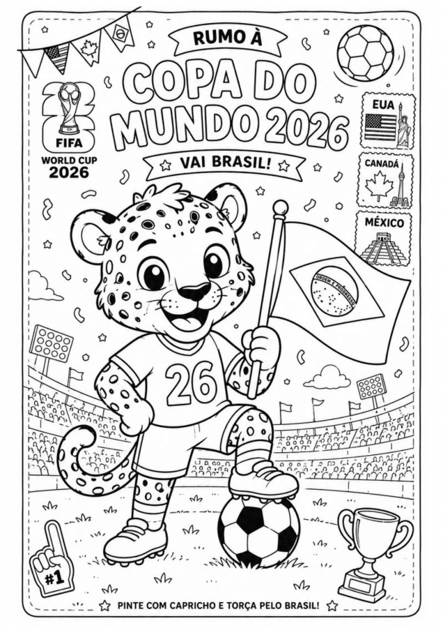 Desenho de Copa do Mundo da FIFA 2026 para imprimir