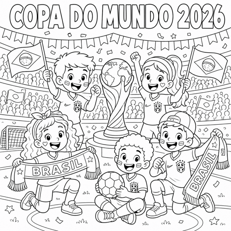 Desenho de Copa do Mundo da FIFA 2026 para imprimir