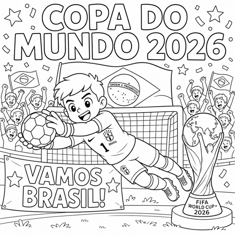Desenho de Copa do Mundo da FIFA 2026 para imprimir