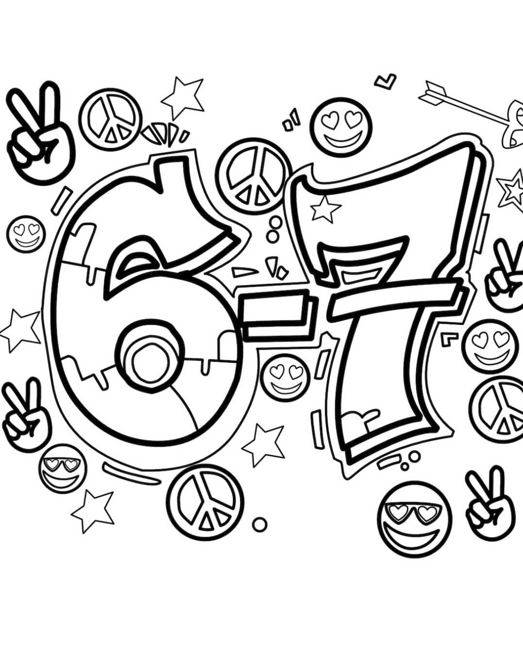 Desenho de 67 (Six Seven) para imprimir