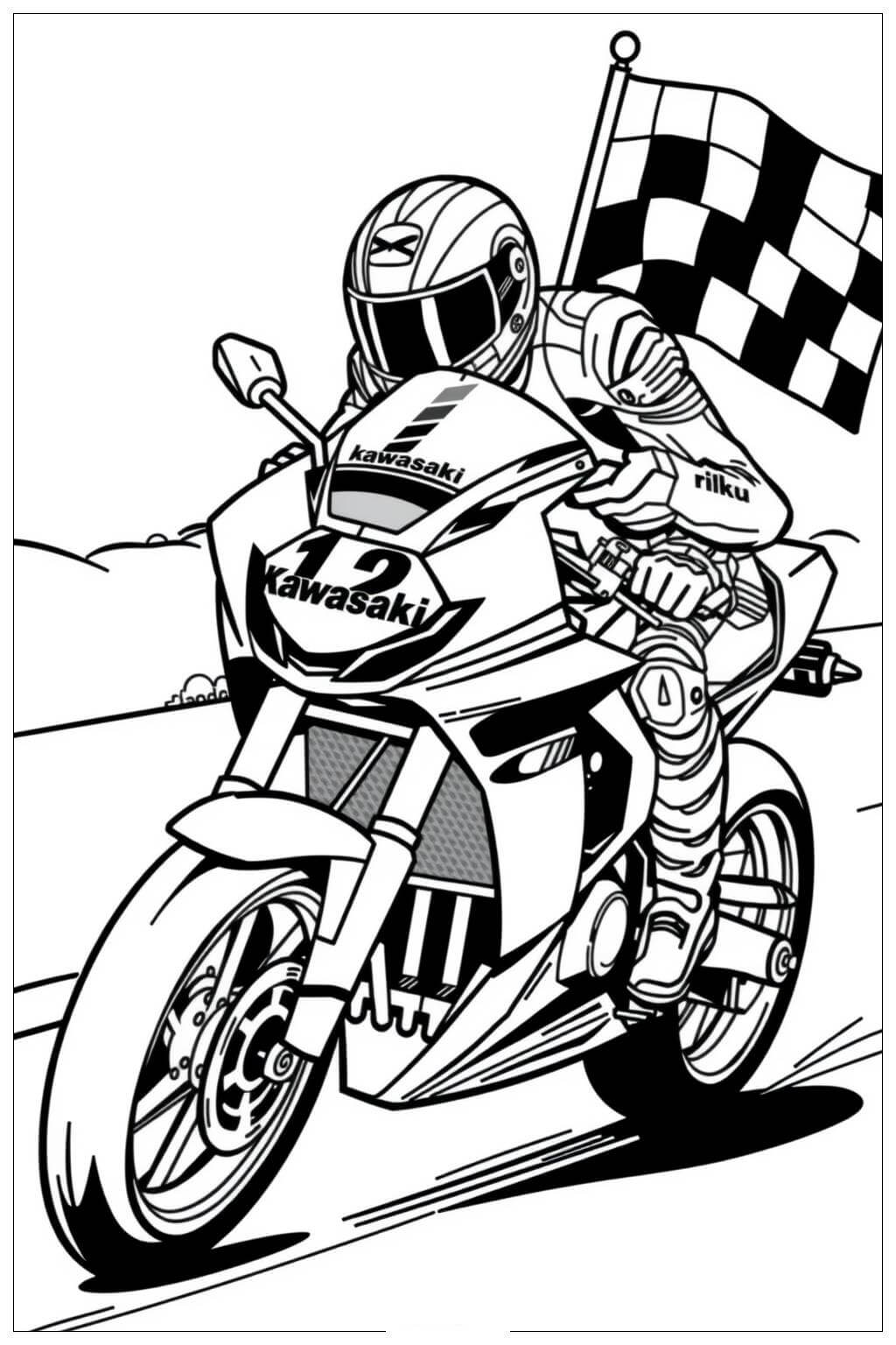 Desenho de Motos Kawasaki para imprimir